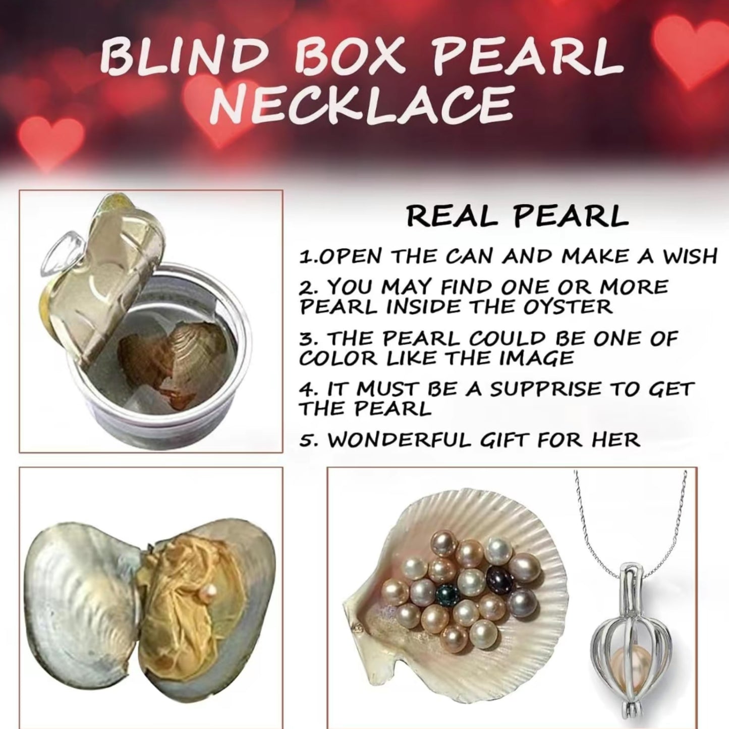 Valentine's Day Pearl Gift Set, Birthday Gift Size 7.09 inches * 7.09 inches * 2 inches[Buy 2free shipping]